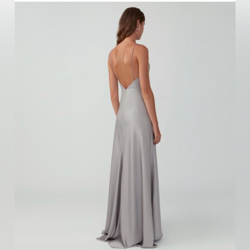 Fame and Partners Draped Gown in Silver- Size 6